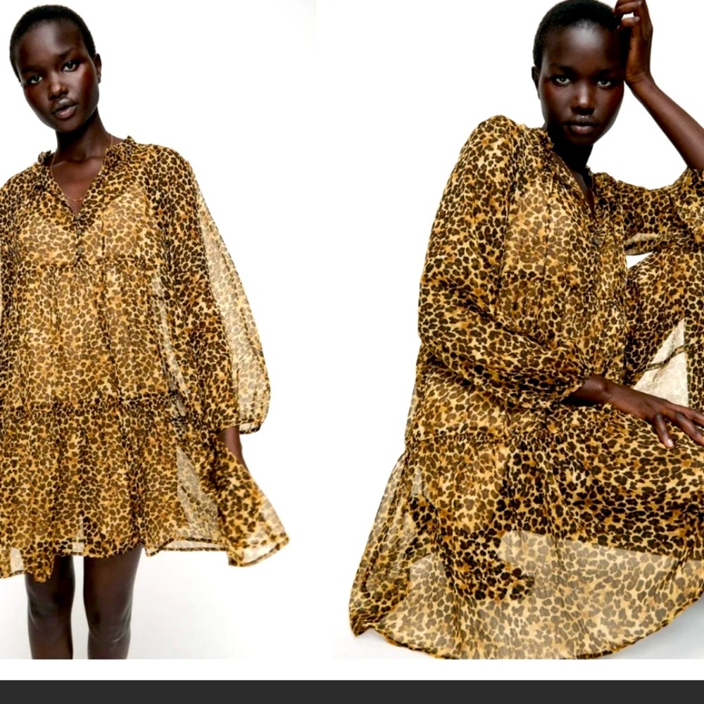 NWT Zara Leopard Mini Dress, Size L
